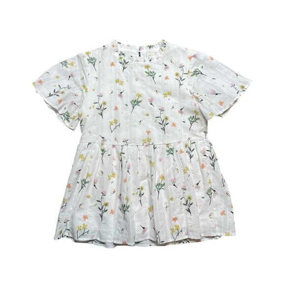 ROOLEE Floral Peplum Blouse White Size XS - Picture 2 of 6